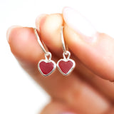 Red Sea Glass Heart Hoops