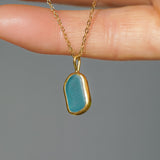 Blue Sea Glass Necklace - Gold Vermeil
