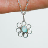 Blue Sea Glass Flower Necklace