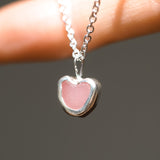 Pink Sea Glass Heart Necklace