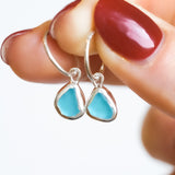 Blue Sea Glass Hoops