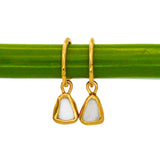 White Sea Glass Hoops - Gold Vermeil