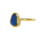 Blue Sea Glass, Gold Vermeil - Size I (i)