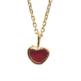 Red Sea Glass Heart Necklace, Gold Vermeil
