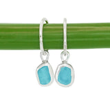 Blue Sea Glass Hoops