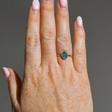 Blue Sea Glass, Gold Vermeil - Size O