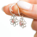 Pink Sea Glass Flower Hoops