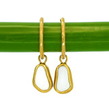 White Sea Glass Hoops - Gold Vermeil