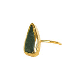 Green Sea Glass, Gold Vermeil - Size Q