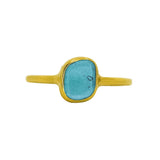 Blue Sea Glass, Gold Vermeil - Size L