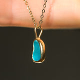 Blue Sea Glass Necklace - Gold Vermeil