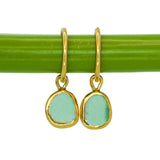 Green Sea Glass Hoops - Gold Vermeil