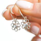 White Sea Glass Flower Hoops