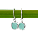 Green Sea Glass Hoops