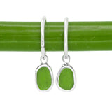 Green Sea Glass Hoops