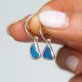 Blue Sea Glass Hoops