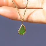Green Sea Glass Necklace - Gold Vermeil