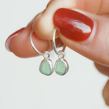 Green Sea Glass Hoops
