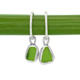 Green Sea Glass Hoops