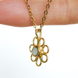 White Sea Glass Flower Necklace -  Gold Vermeil