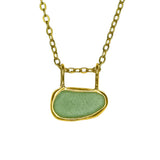 Green Sea Glass Necklace - Gold Vermeil