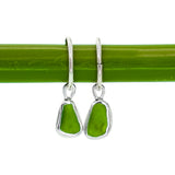 Green Sea Glass Hoops