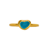 Blue Sea Glass Heart, Gold Vermeil - Size I (i)