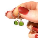 Green Sea Glass Hoops