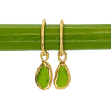 Green Sea Glass Hoops - Gold Vermeil