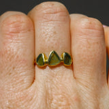 Green Sea Glass, Gold Vermeil - Size R