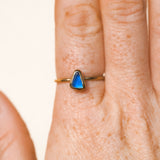 Blue Sea Glass, Gold Vermeil - Size Q
