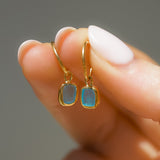 Blue Sea Glass Hoops - Gold Vermeil