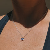 Blue Sea Glass Heart Necklace