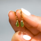 Green Sea Glass Hoops - Gold Vermeil