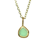 Green Sea Glass Necklace - Gold Vermeil