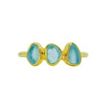 Blue Sea Glass, Gold Vermeil - Size P