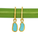 Blue Sea Glass Hoops - Gold Vermeil