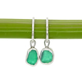 Green Sea Glass Hoops