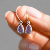 Purple Sea Glass Hoops