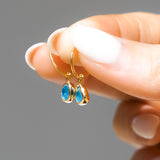Blue Sea Glass Hoops - Gold Vermeil