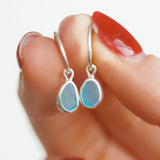Blue Sea Glass Hoops