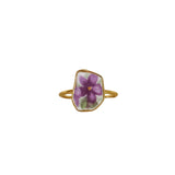 Purple Flower Ring, Gold Vermeil - Size O