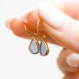 Lilac Sea Glass Hoops - Gold Vermeil