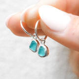 Blue Sea Glass Hoops