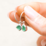 Green Sea Glass Hoops