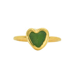 Green Sea Glass Heart, Gold Vermeil - Size H