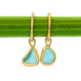 Blue Sea Glass Hoops - Gold Vermeil