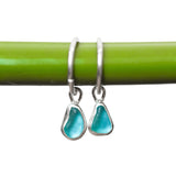 Blue Sea Glass Hoops