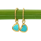 Blue Sea Glass Hoops - Gold Vermeil