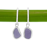 Purple Sea Glass Hoops